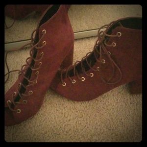 Maroon Laced Booties